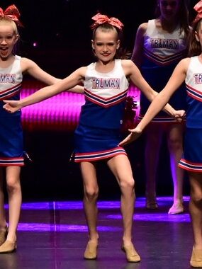 Classic Girls' Cheerleader Costume - Blue with Pink Bow
